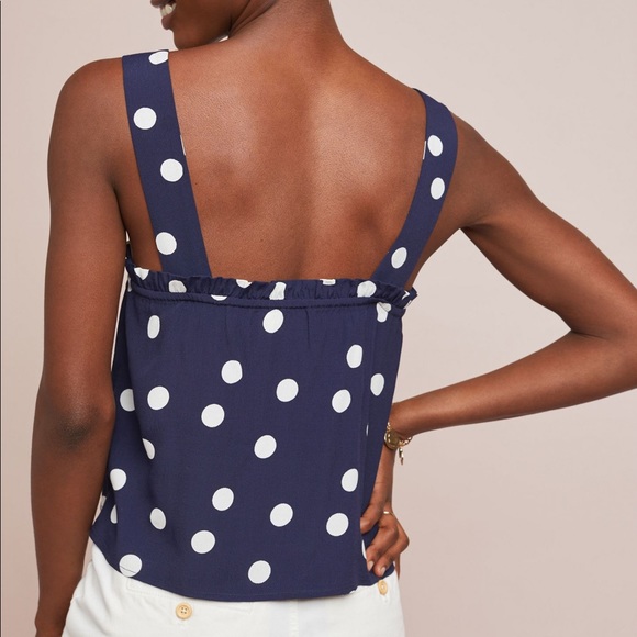 NWT Maeve Blue Polka Dot Swing Top Anthropologie - Picture 3 of 3